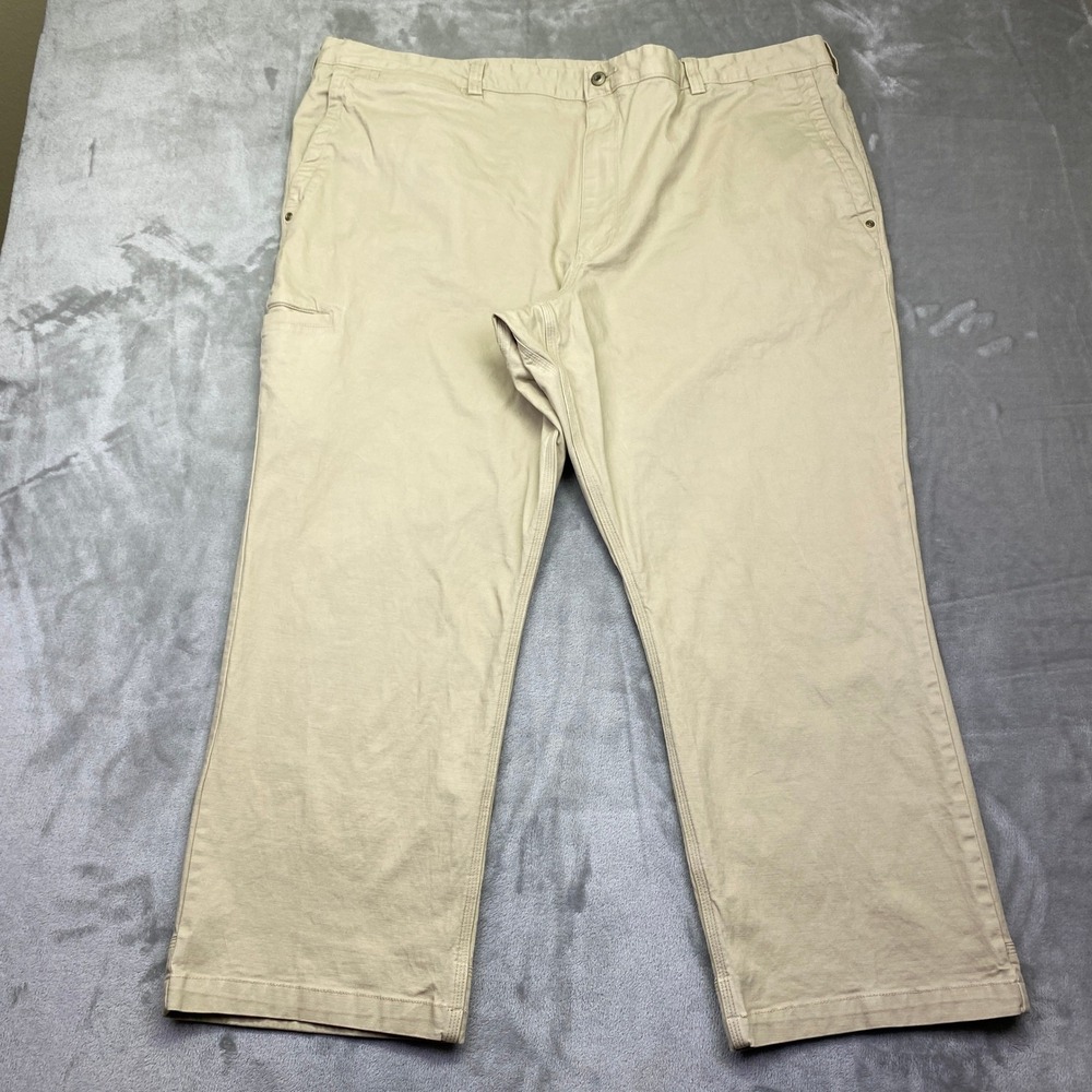 Duluth Trading Flex Ballroom Khakis Men 48 Fits 47" Tan Straight Fit Work Casual